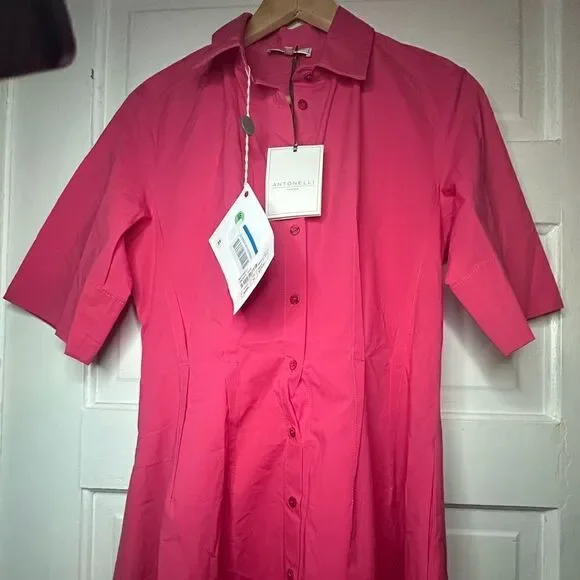 AntonelliNWTs Monaco Pink Front Button Midi Dress Size Medium
